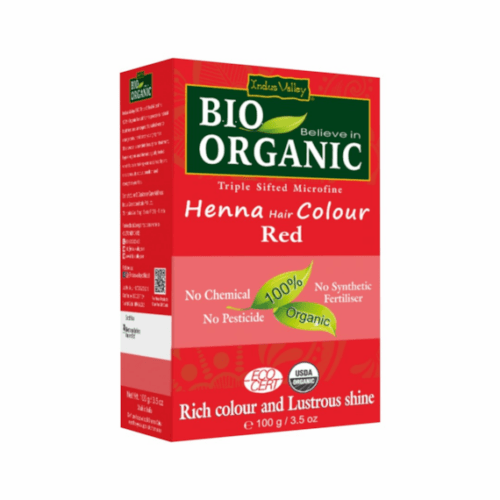 100096_0_100345 Indus Valley BIO ORGANIC HENNA Red / Rood 100% Natuurlijke Plantaardige Haarverf- Unisex 100g