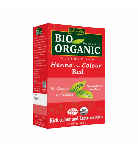 Indus Valley BIO ORGANIC HENNA Red / Rood 100% Natuurlijke Plantaardige Haarverf- Unisex 100g
