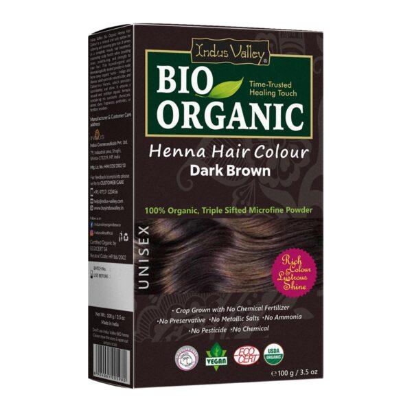 Indus Valley BIO Organic Henna Dark Brown – Natuurlijke Henna Haarverf – Unisex – 100% Plantaardig 100g