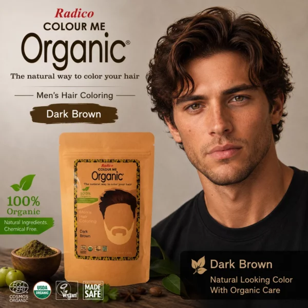 Radico COLOUR ME ORGANIC Dark Brown / Donkerbruin – 100% Natuurlijke Plantaardige Haarverf voor Mannen met ECOCERT, VEGAN, HALAL 100g